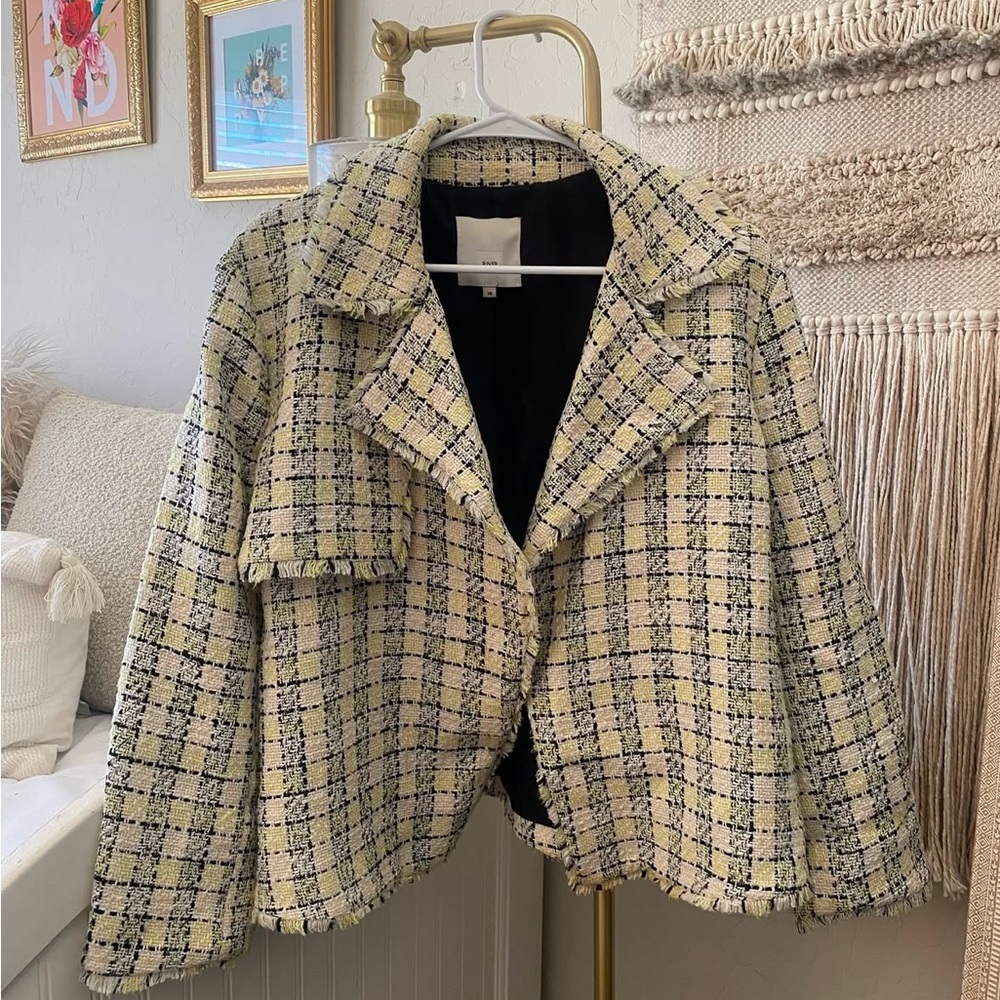 River Island Yellow and Black Blazer with Notched Lapel